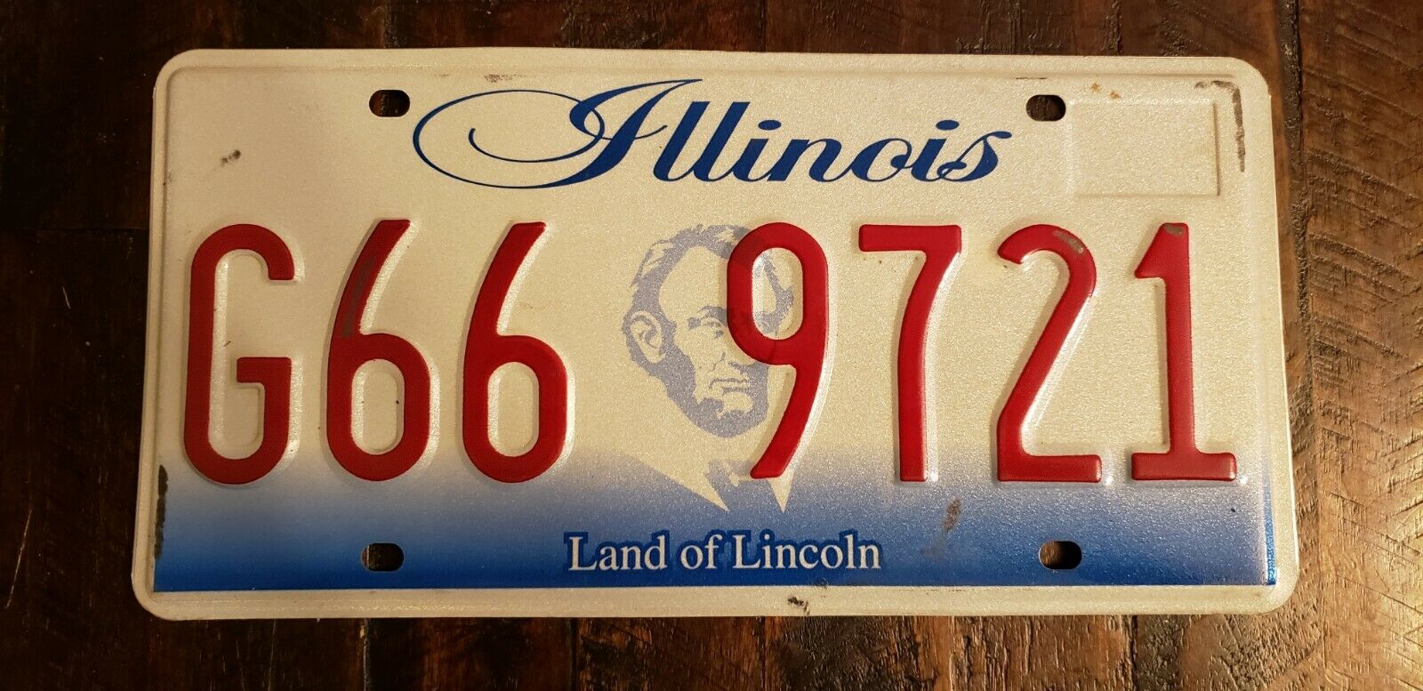2010-11 Illinois Land Of Lincoln License Plate: G66 9721.  Free Shipping