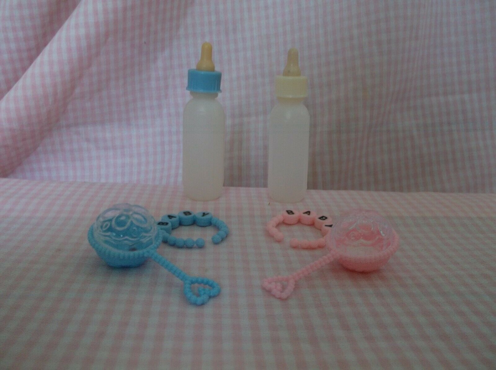 Vintage Pink & Blue Doll Bottle Rattle Lot for Dy-Dee & Tiny Tears Dolls