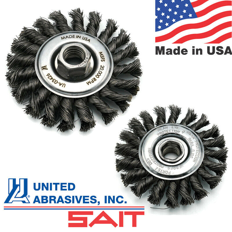 United Abrasives SAIT Carbon Steel 4 inch Wire Wheel for Metal - Regular Twist