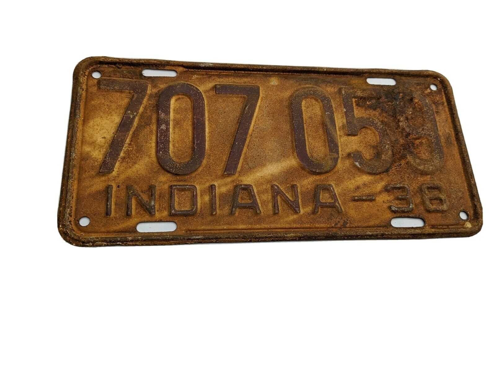 1938 707-059 Indiana Car Auto License Plate Tag Antique Vtg Rare Old Metal Sign