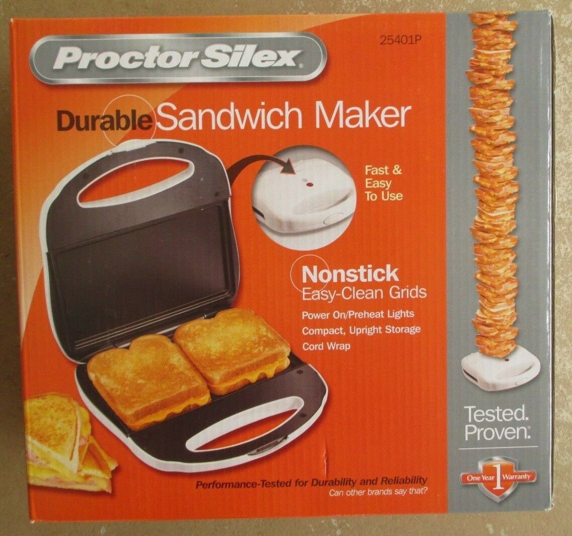 Proctor Silex Sandwich Maker Toaster Panini Press Nonstick Grill Fast Free Ship!
