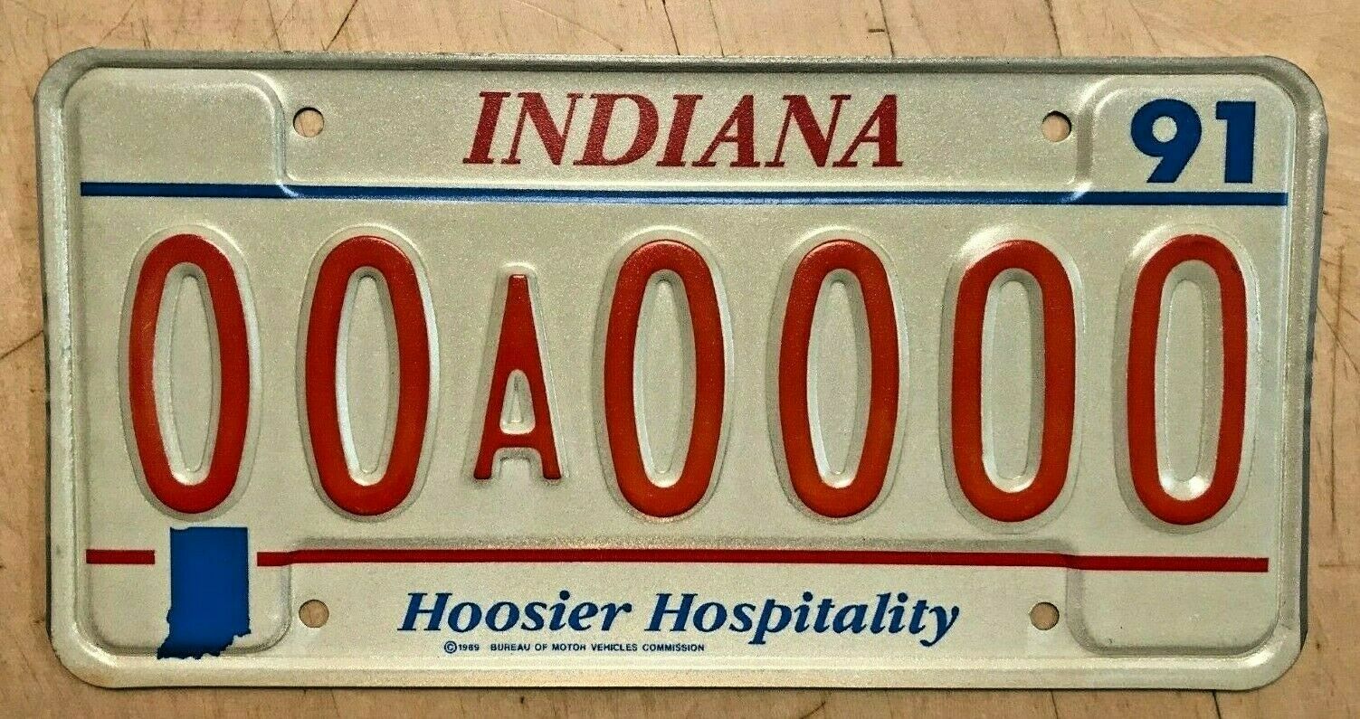 MINT 1991 INDIANA SAMPLE AUTO LICENSE PLATE 