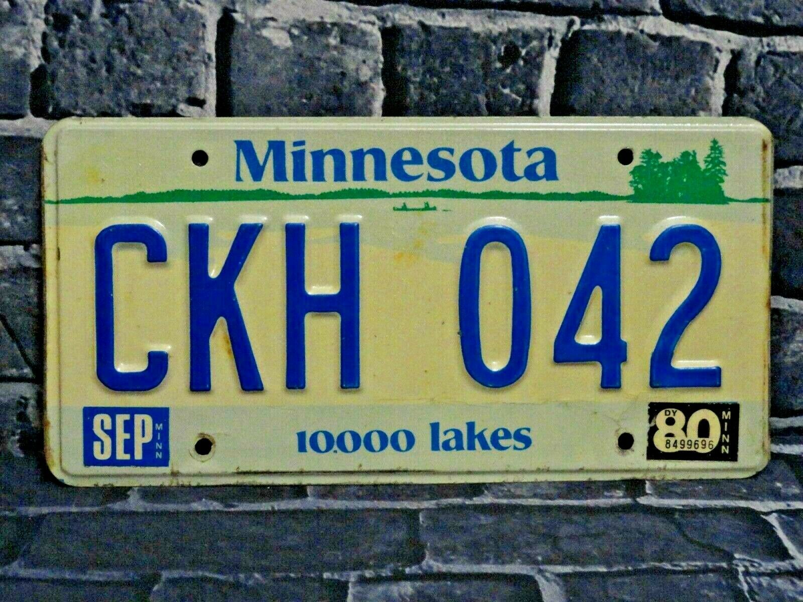 1978 Minnesota License Plate Ckh 042 Nice Condition 10,000 Lakes 80 Sticker