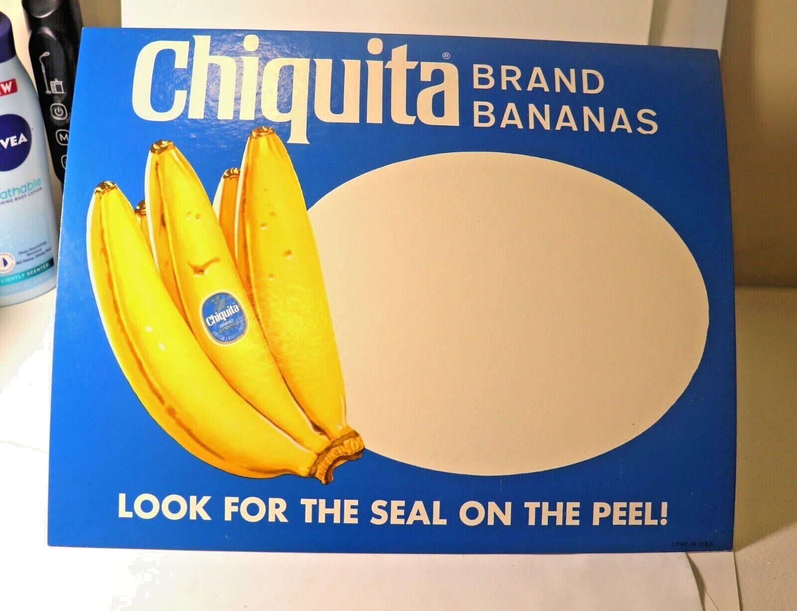 Vintage Chiquita Banana Cardboard Sign Store Display Ad 14