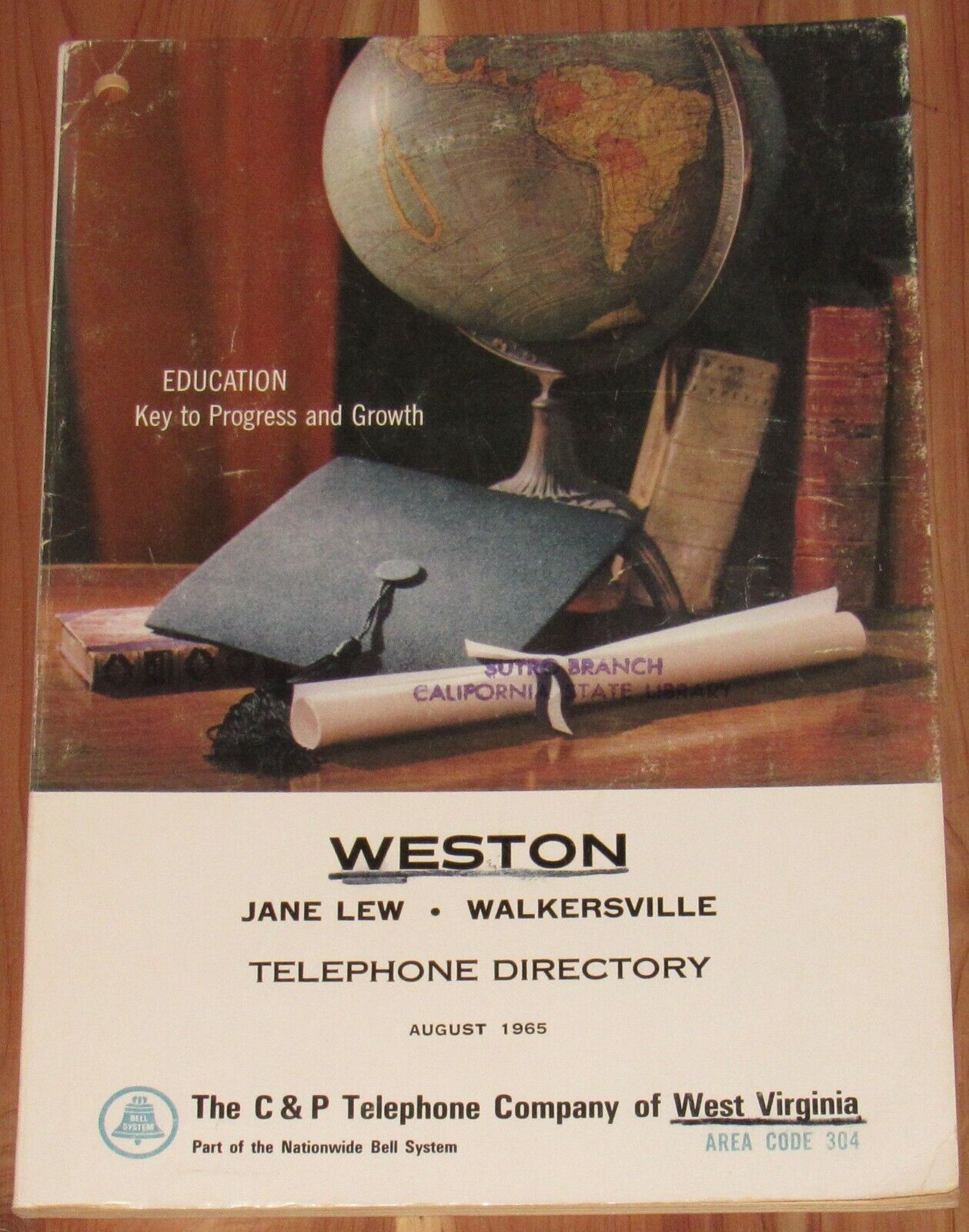 1965 WEST VIRGINIA TELEPHONE DIRECTORY, WESTON, JANE LEW, WALKERSVILLE