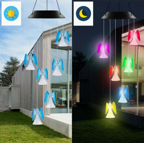 Solar Color Changing Led Angel Wind Chimes Home Garden Yard Decor Light Lamp Us