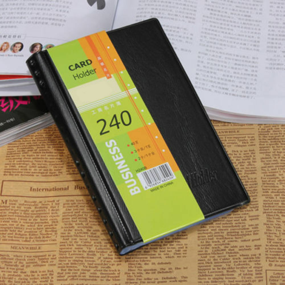 Leather 240 Cards Business Name Id Credit Card Holder Book Case Keeper Organizer