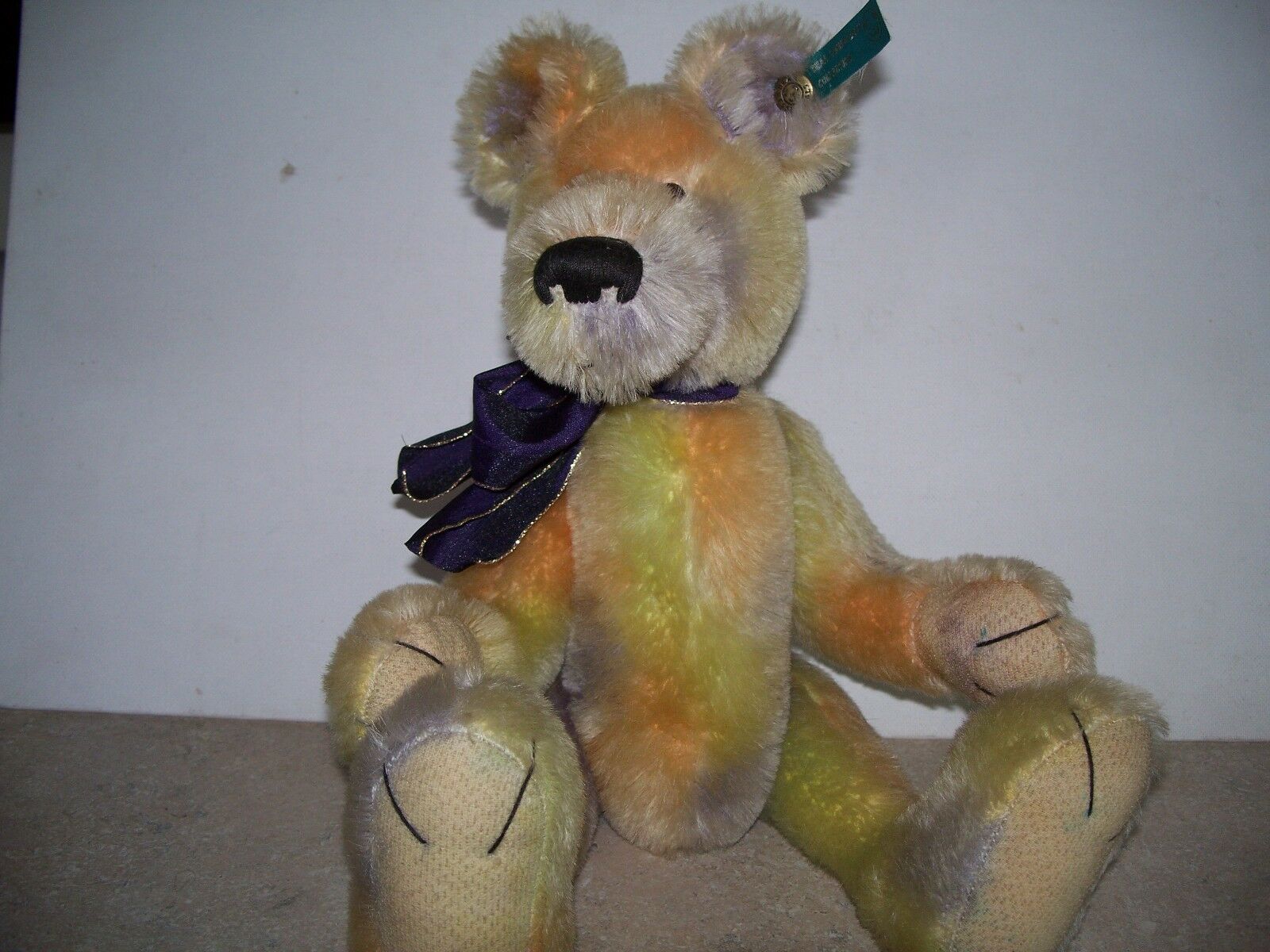 Effanbee Bear Essentials 100% Mohair Rainbow Bear Fully Jointed 14in. Button/Tag