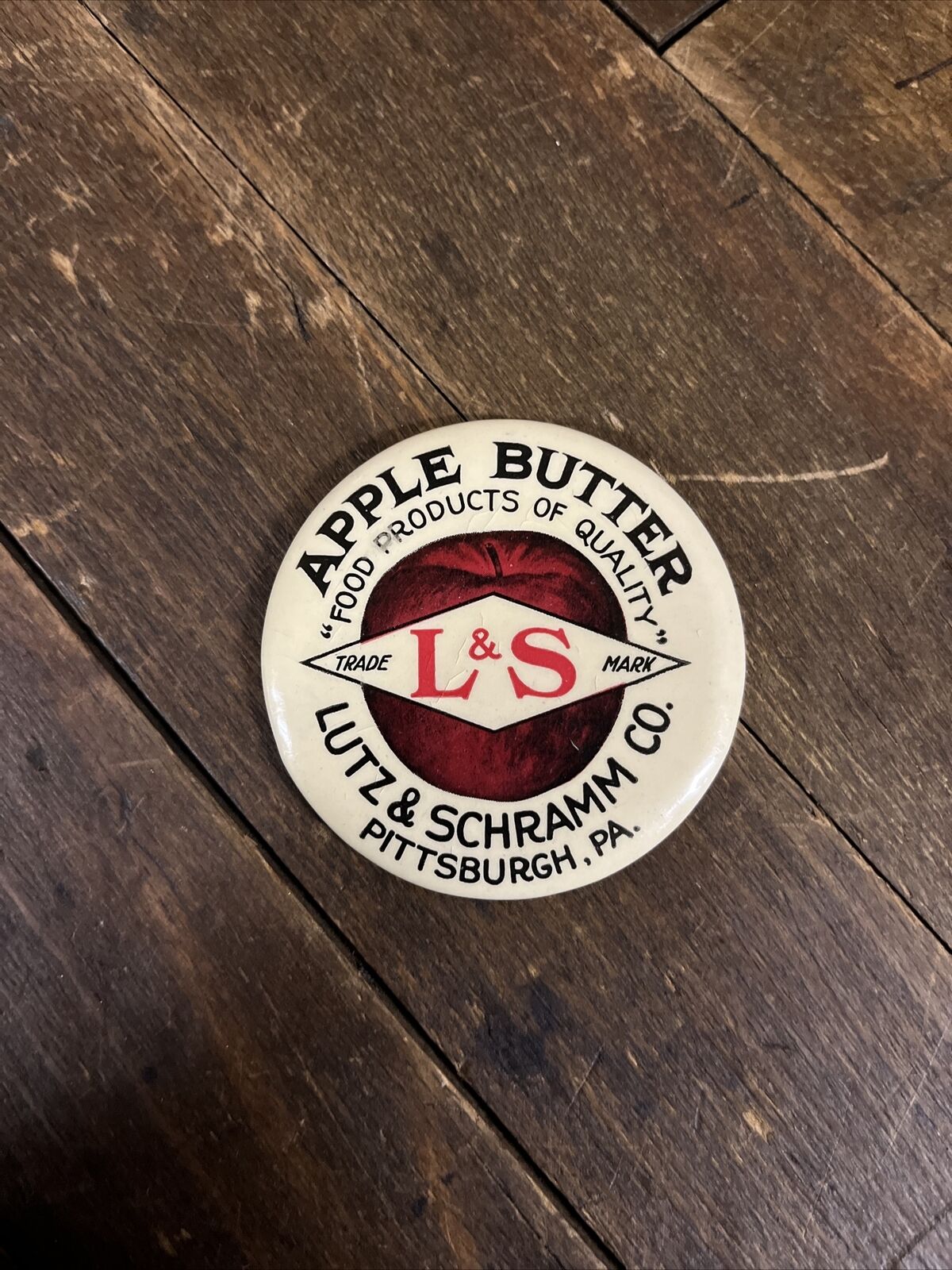 Vintage C. 1905 Lutz & Schramm Co Apple Butter Pocket Mirror Sign Pittsburg Pa