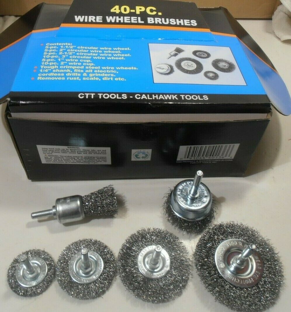 40PC Wire Wheel Brush Cup  Assortment Crimped Steel 1/4
