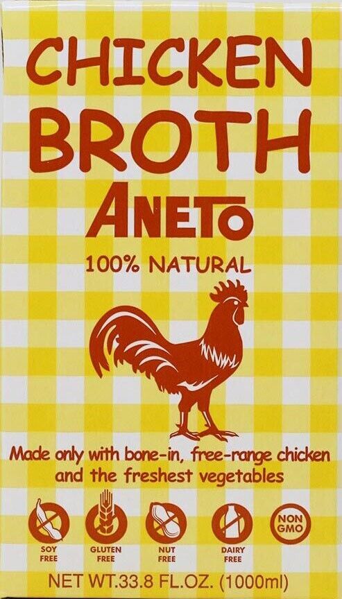 Aneto Chicken Broth - Gluten Free, Dairy Free - 33.8 Oz