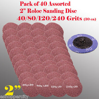 40x Assort 40/80/120/240 Grits 2" Roloc Type R Sanding Abrasive Disc Roll Lock
