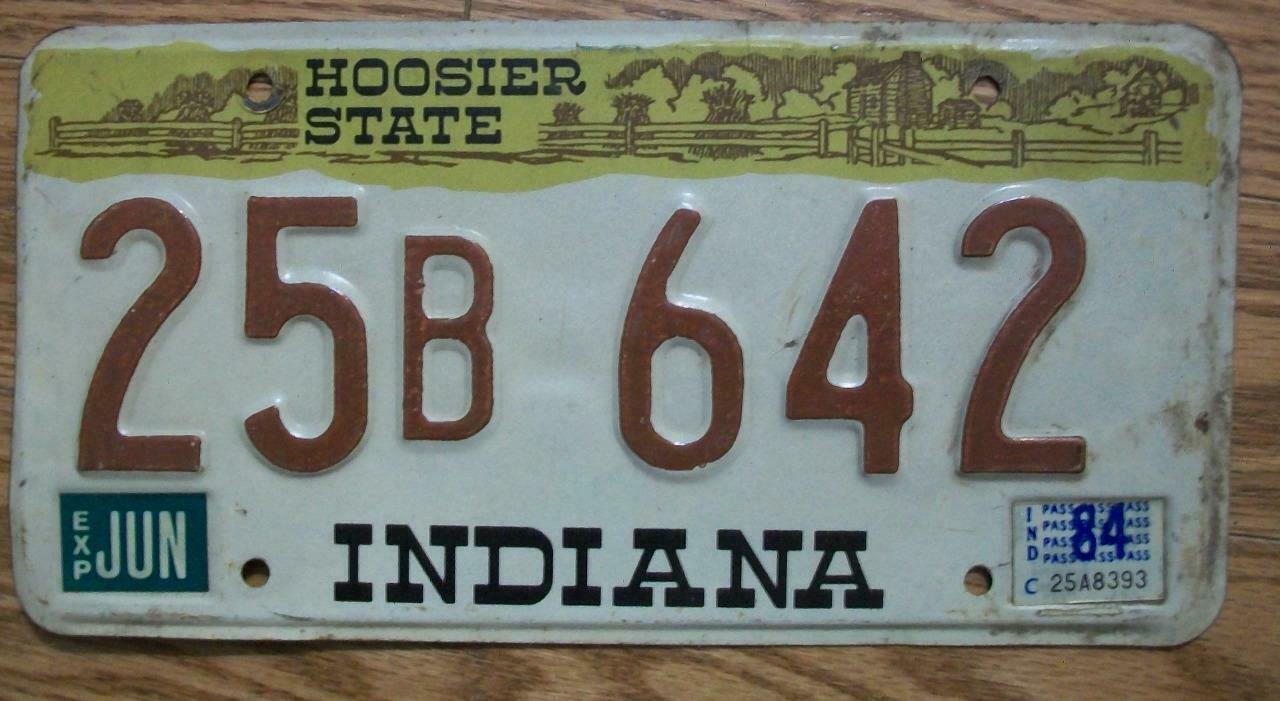 Single Indiana License Plate - 1984 - 25b 642 - Hoosier State