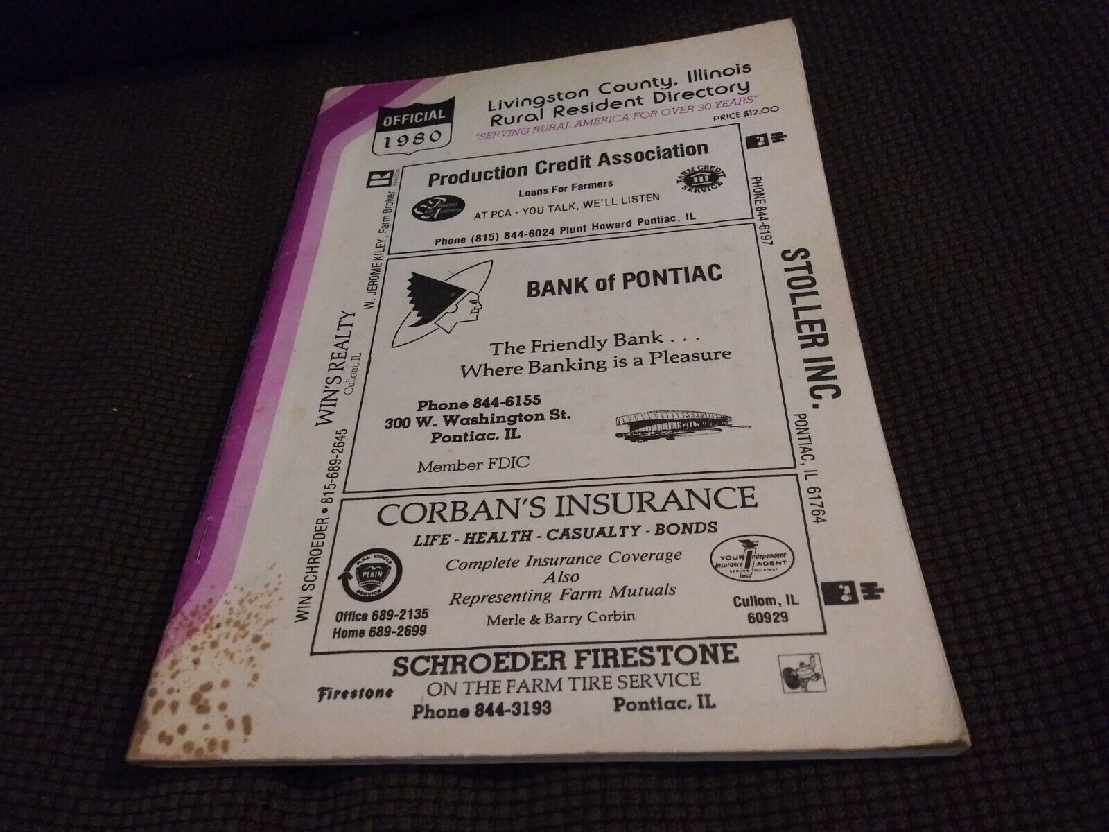 1980 Livingston County Illinois Directory Plat Book Pontiac Odell Dwight