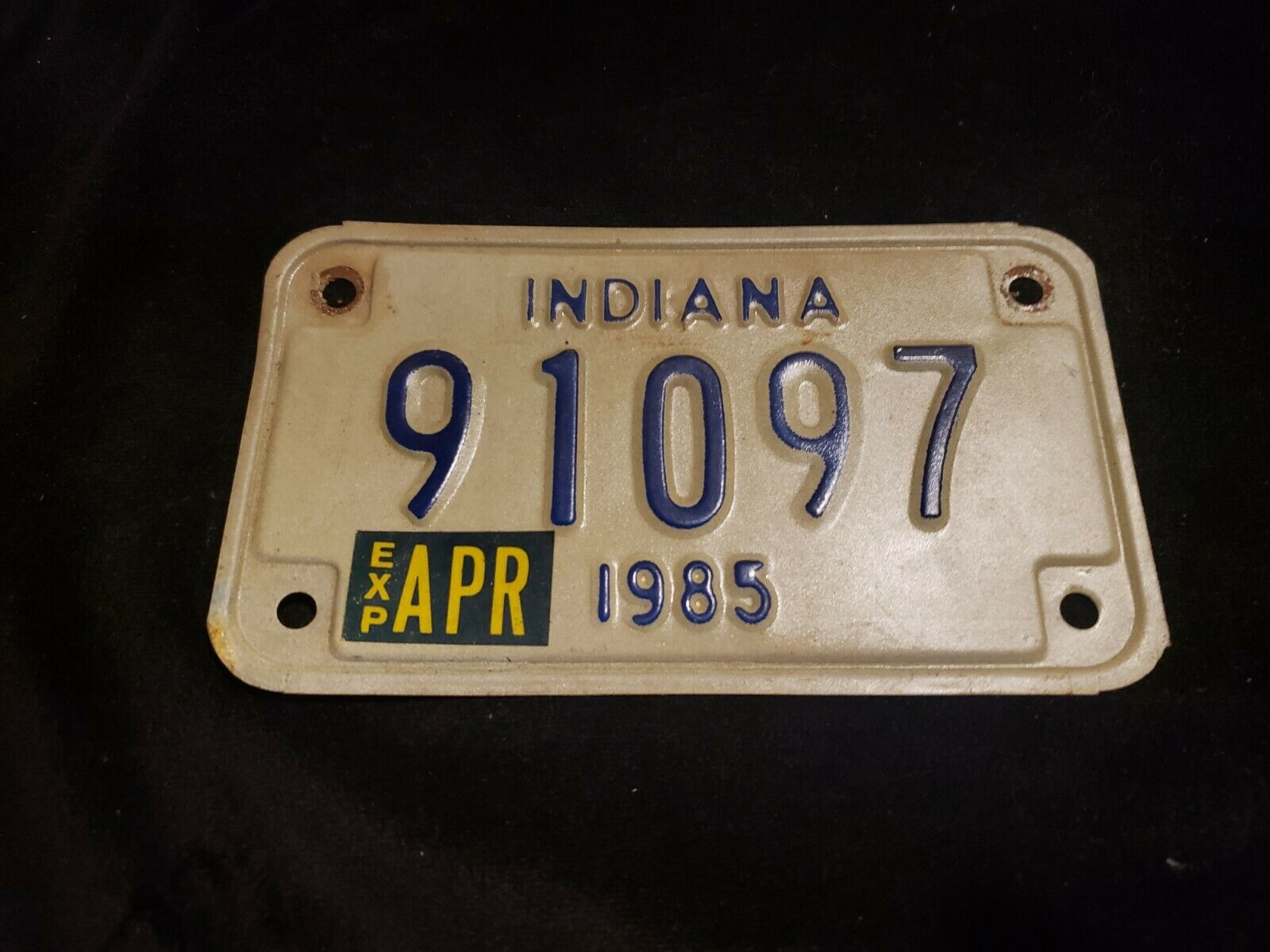 1985 Indiana Motorcycle License Plate # 91097