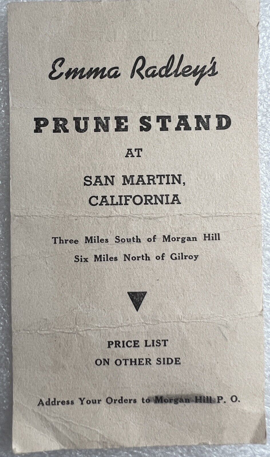San Martin Ca Vintage Receipt Emma Radleys Prune Stand Near Morgan Hill Gilroy