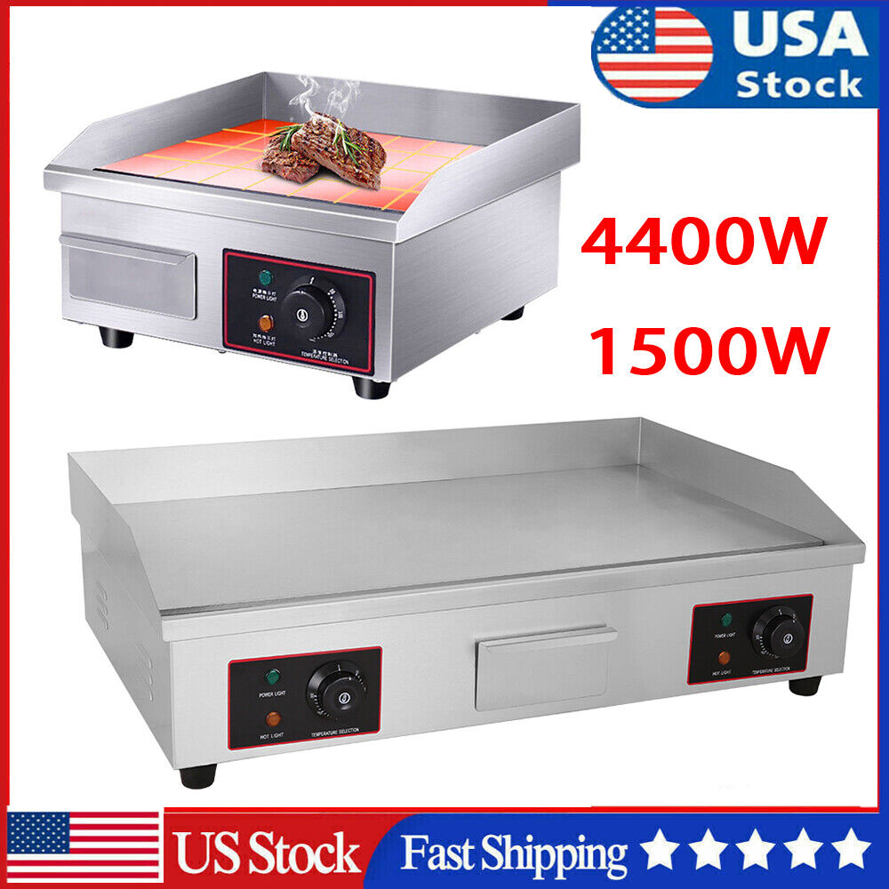 Commercial Electric Countertop Griddle Flat Top Grill Hot Plate BBQ 1500W 4400W