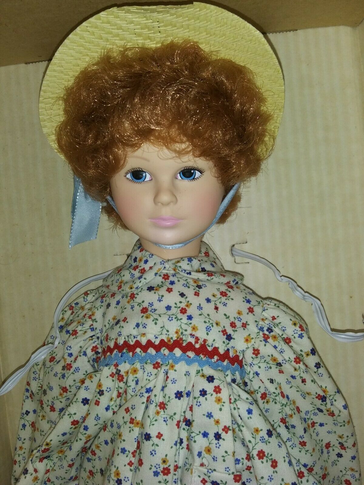 Vintage 1984 Effanbee Doll Country Girl Straw Hat 18 Inches Euc