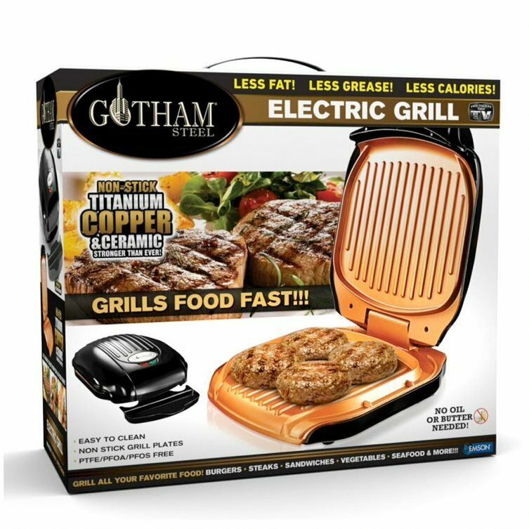 Gotham Steel Low Fat Multipurpose Sandwich Grill With Nonstick Copper Coating!