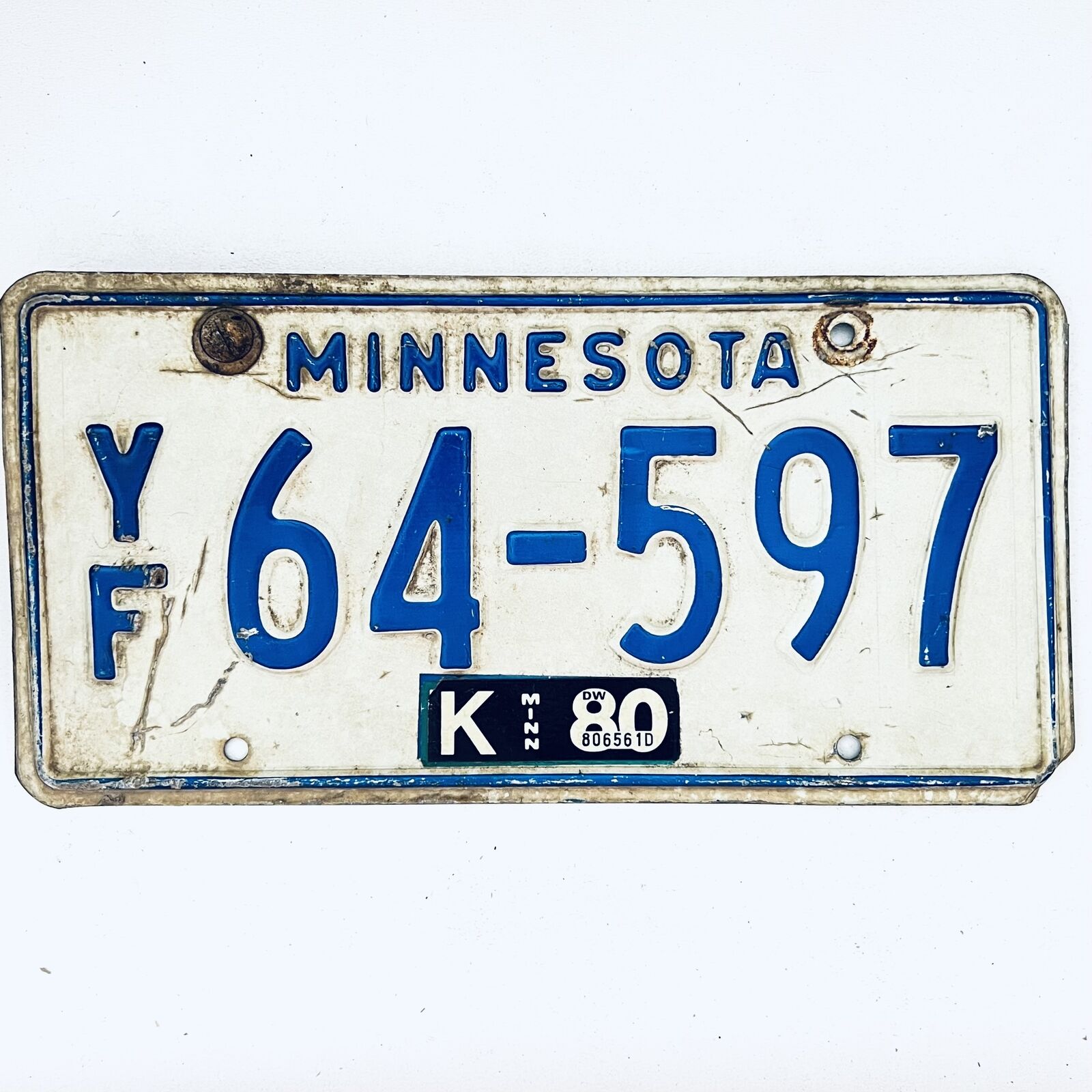 1980 United States Minnesota Base Truck License Plate YF 64-597