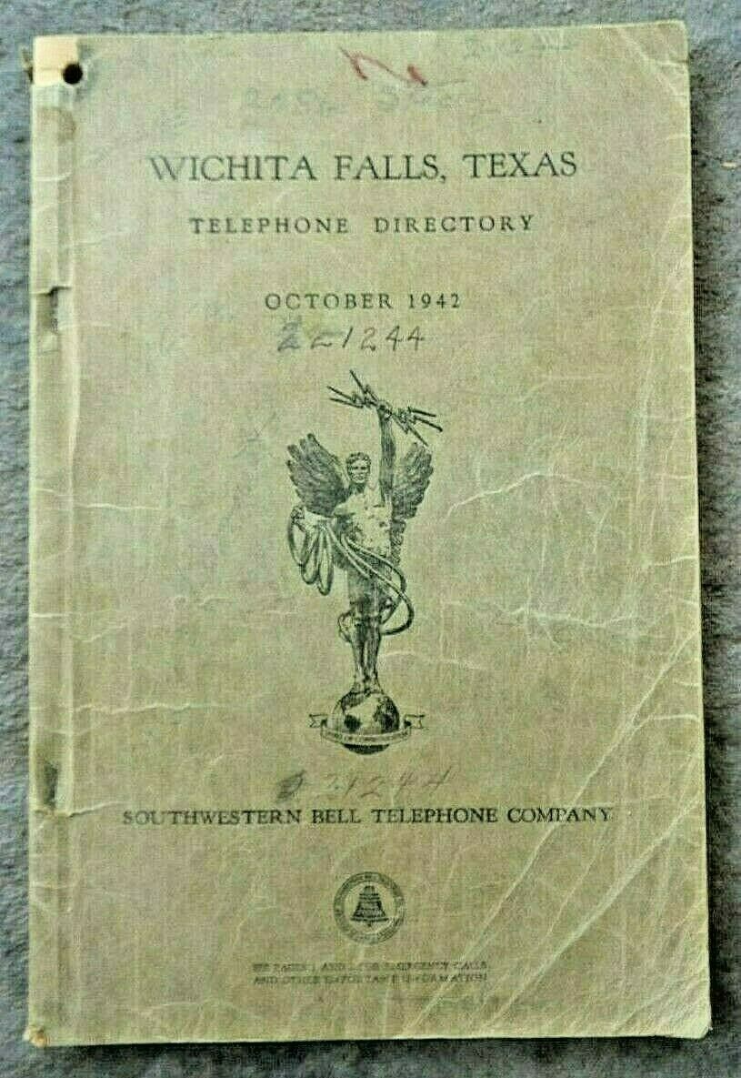 OCTOBER 1942 GREATER WICHITA FALLS TELEPHONE DIRECTORY BOOK TEXAS