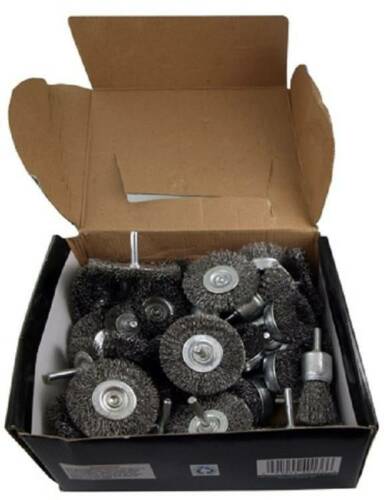 Wire Wheel Brush Cup 40pc Assortment Crimped Steel 1/4" Shank Drills Rust Scale