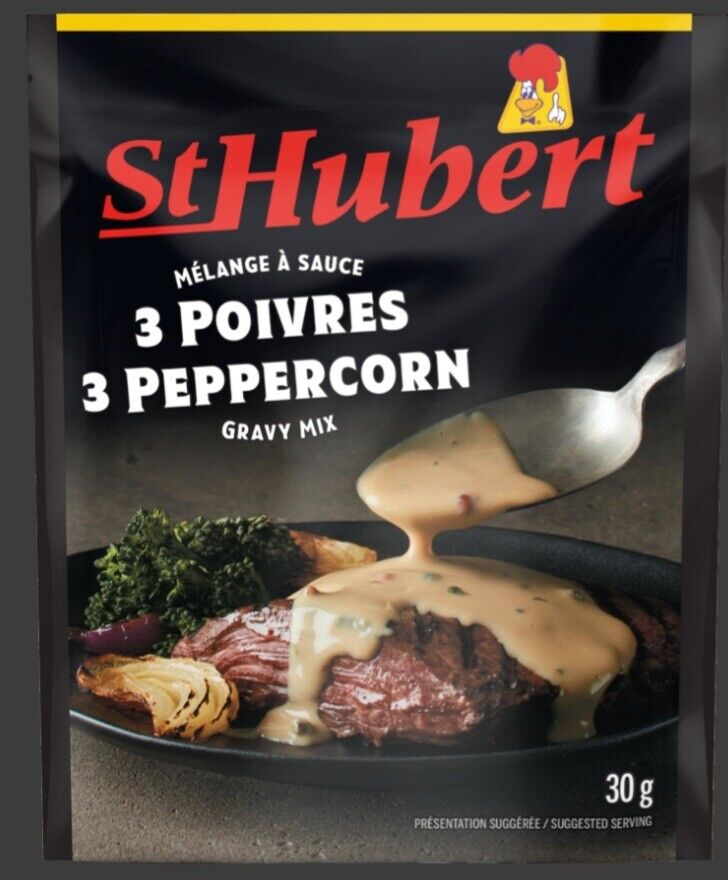 6 Pouches of St-Hubert 3 Peppercorn Gravy Mix, 30g Each- Canada- Free Shipping