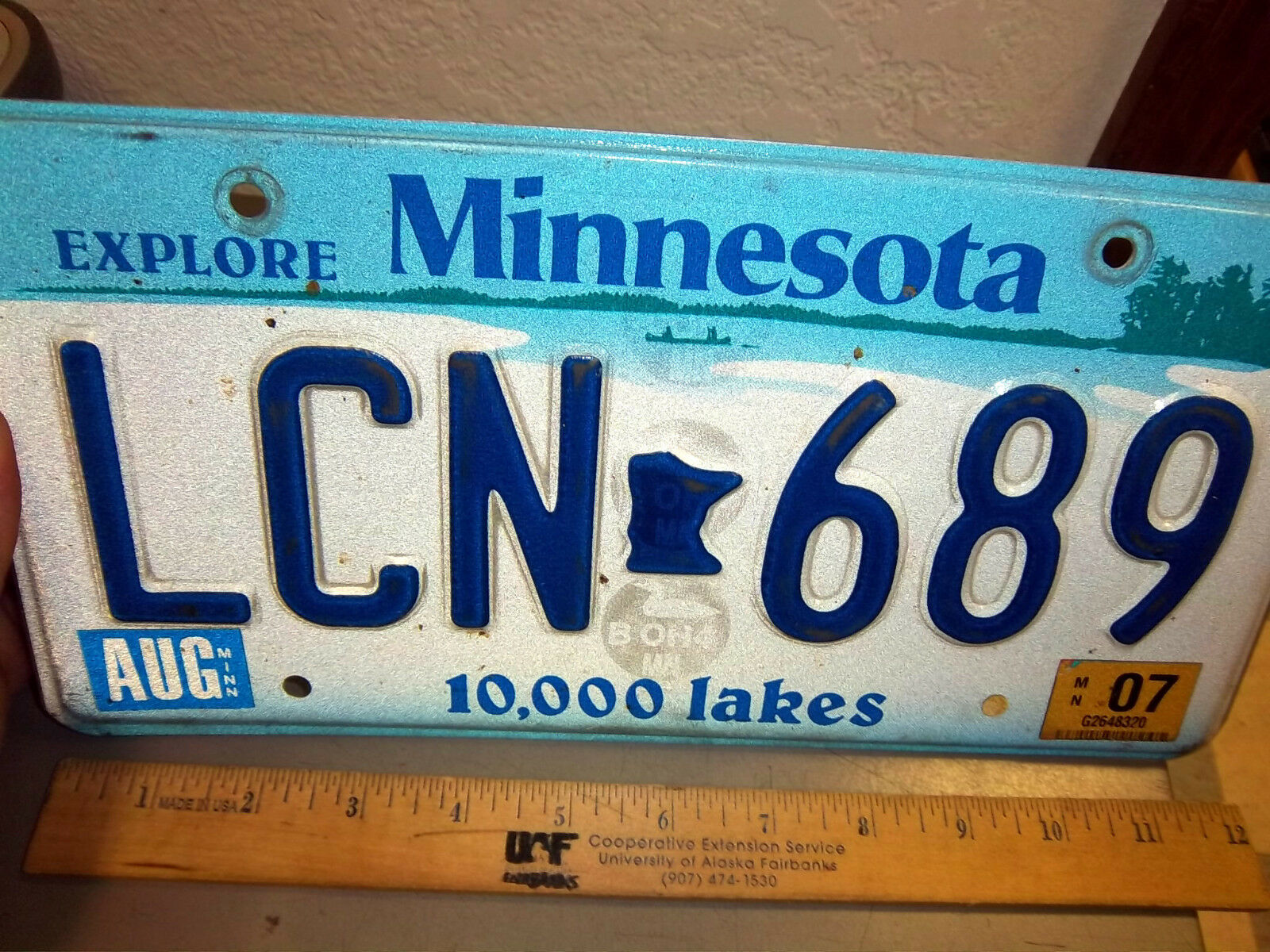 Minnesota Metal License Plate, 2007 Land Of 10,000 Lakes, Beautiful Plate Lcn689