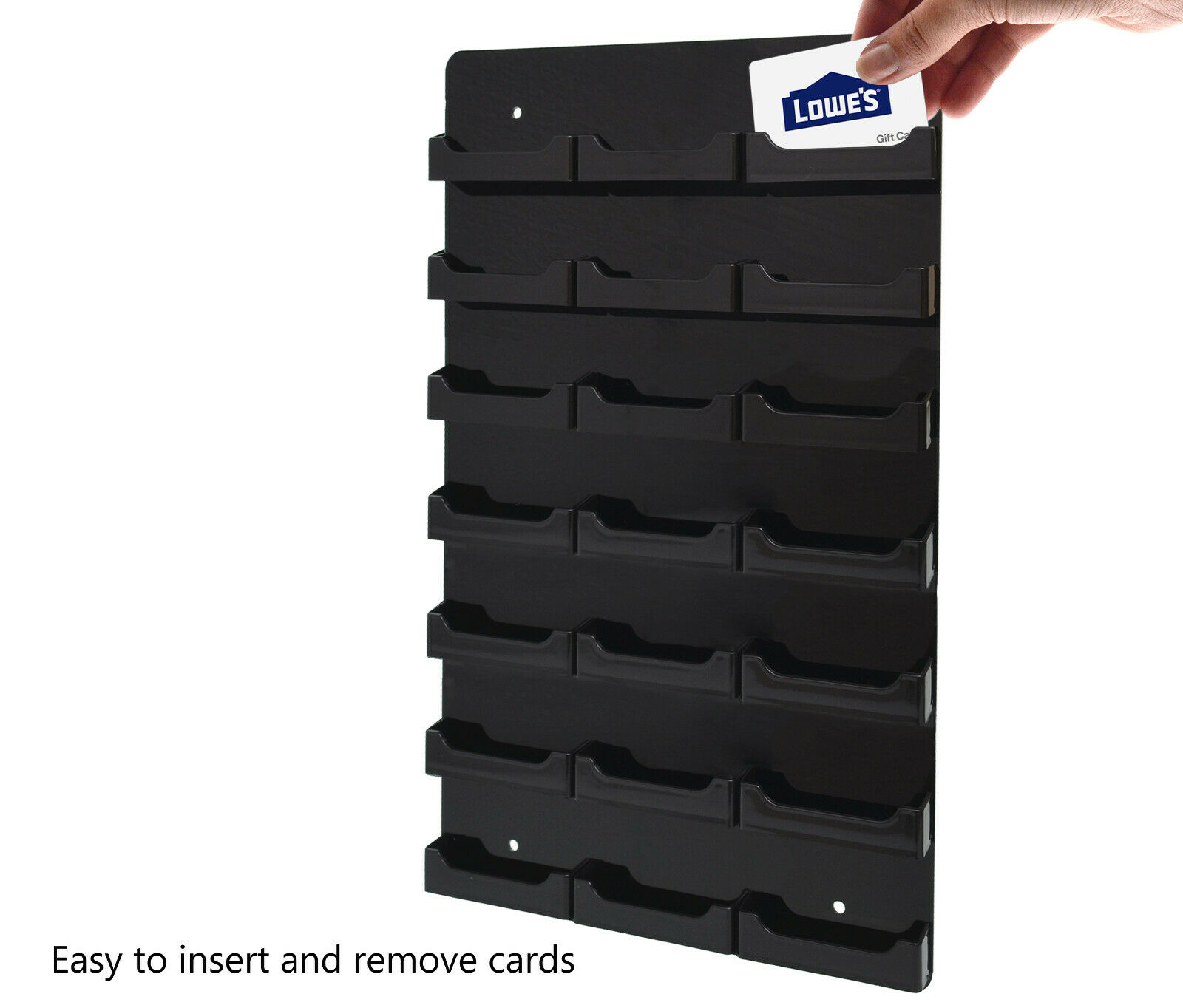 Business Gift Card Holder 21 Pocket Black Acrylic Wall Mount Display Qty 24