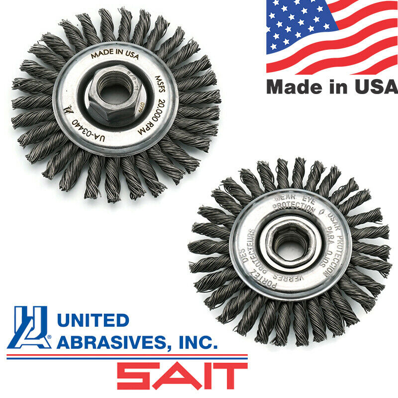 United Abrasives SAIT Carbon Steel Wire Wheel for Metal Stringer Bead / Pipeline
