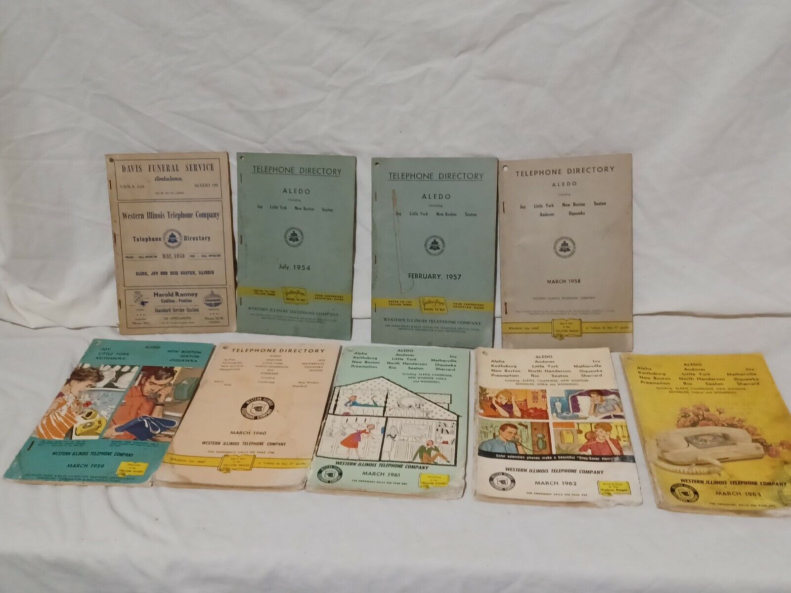Lot Of 12 Vintage Telephone Directories - Aledo/keithsburg Illinois  - 1948-1963