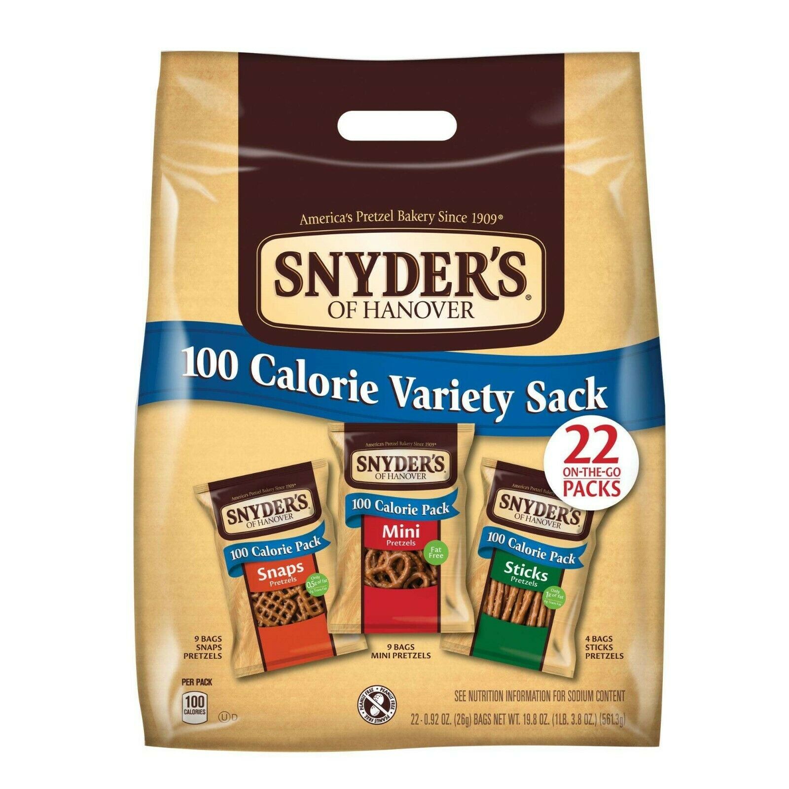 Snyder's Of Hanover 100 Calorie Pretzel Variety Pack 22ct- Pack Of 4
