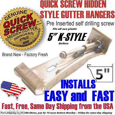 5" Inch K Style Gutter Hanger Speed Quick Screw Choose Qty: 10 25 50 75 100 500