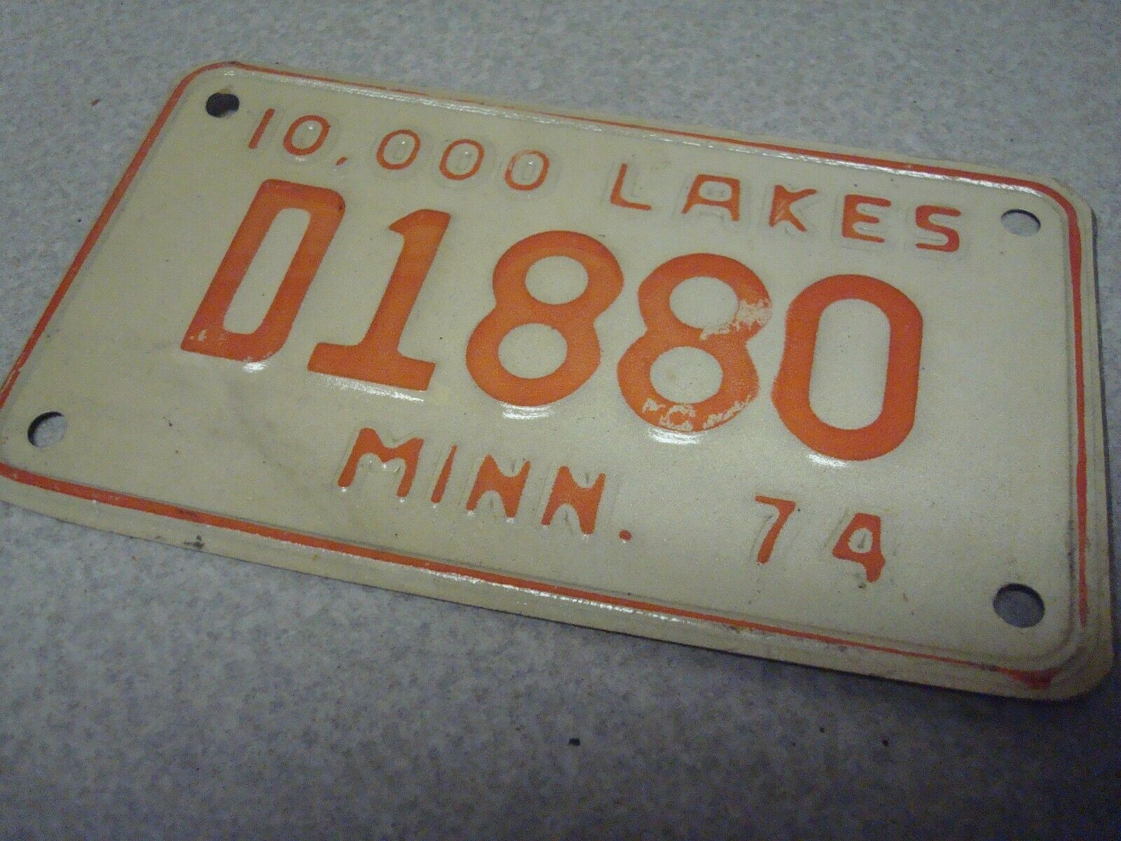 Vintage Minnesota 1974 Travel Trailer License Plate # D1880 Single Plate