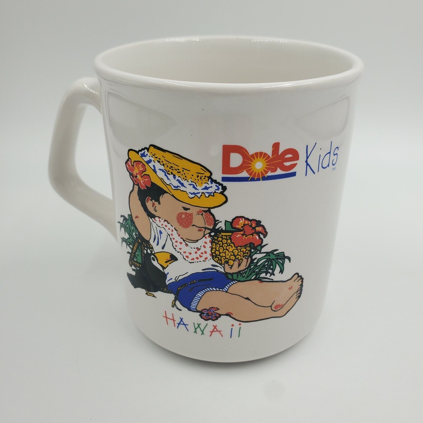 RARE Vintage Dole Kids Pineapple Hawaii Hawaiian Girl Juice Cup Mug